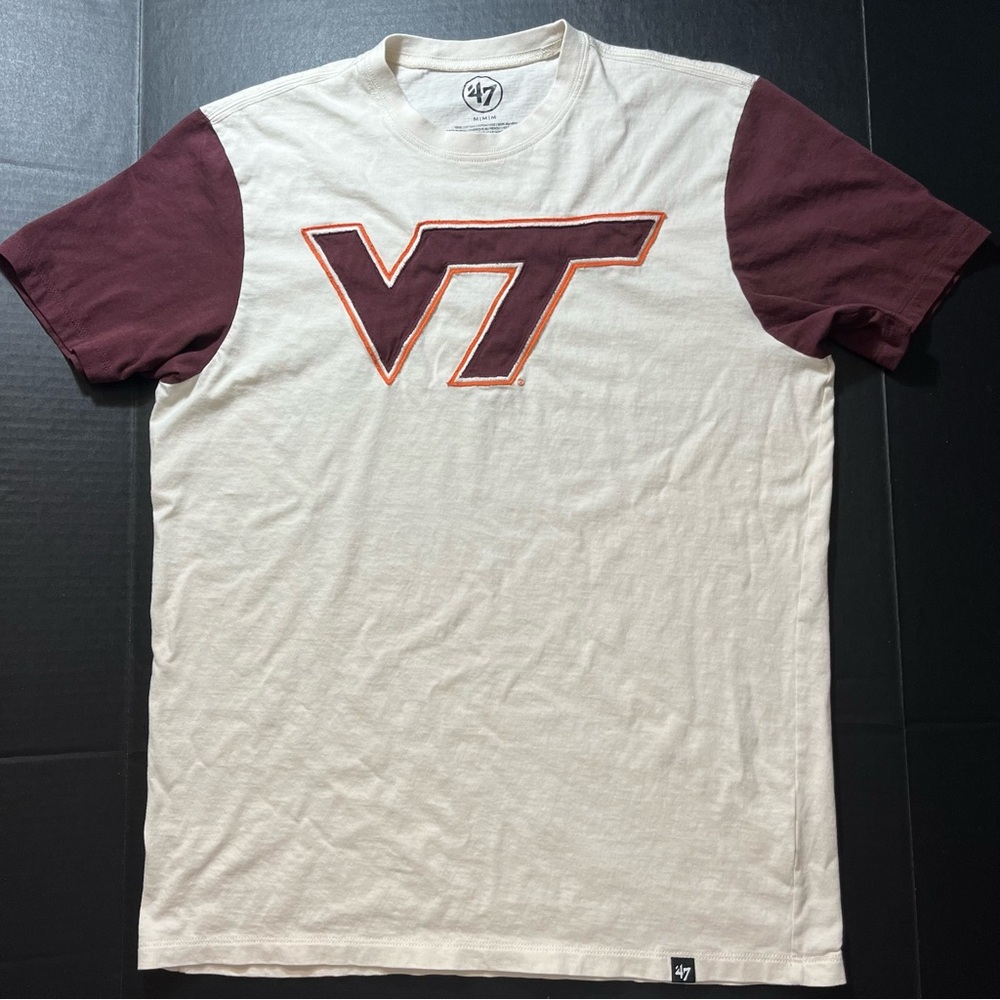 Virginia Tech M T-Shirt Tee Maroon SOFT Cotton SEWN Clean VT Logo